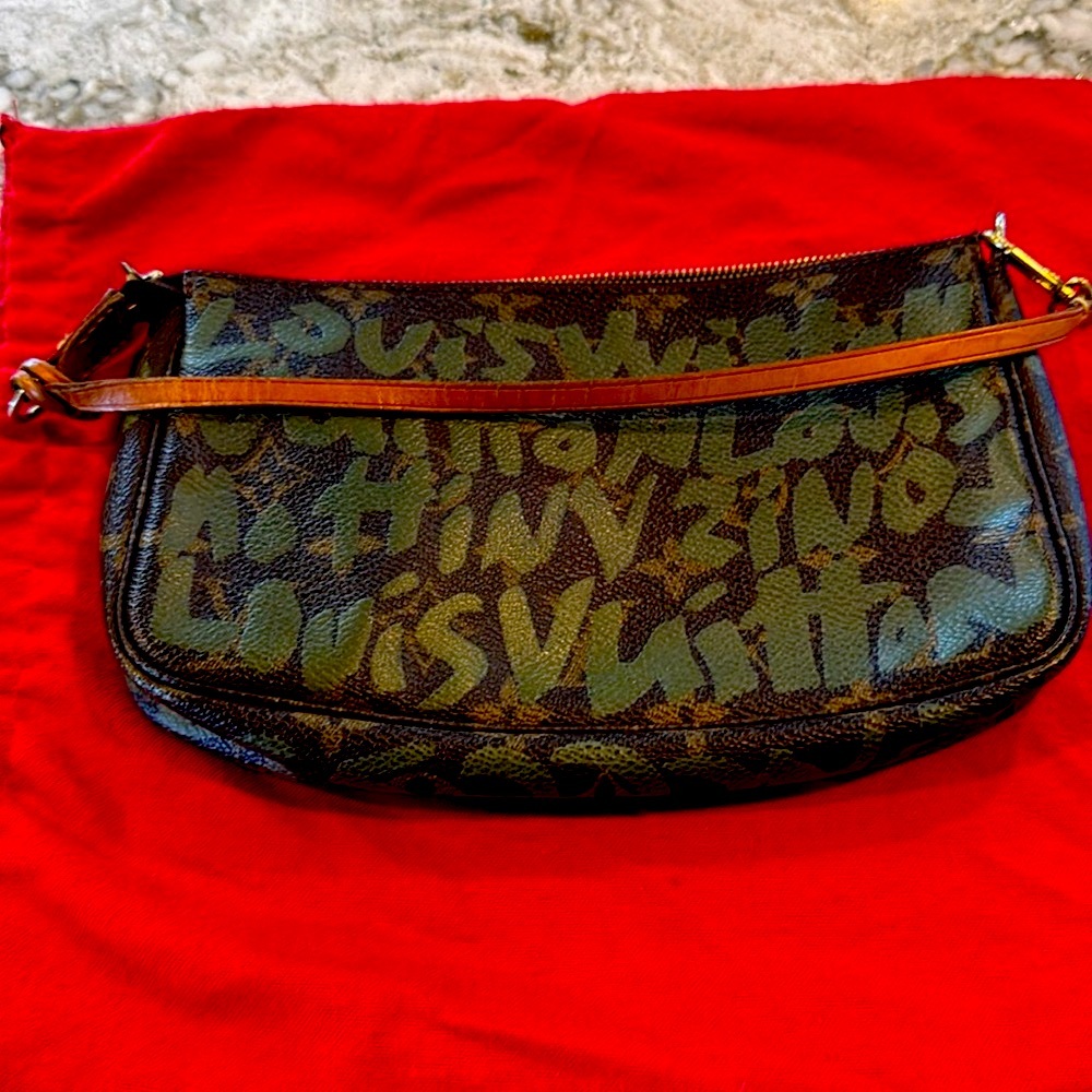 Vintage Louis Vuitton vintage Pochette Accessoire Monogram Green Graffiti Clutch